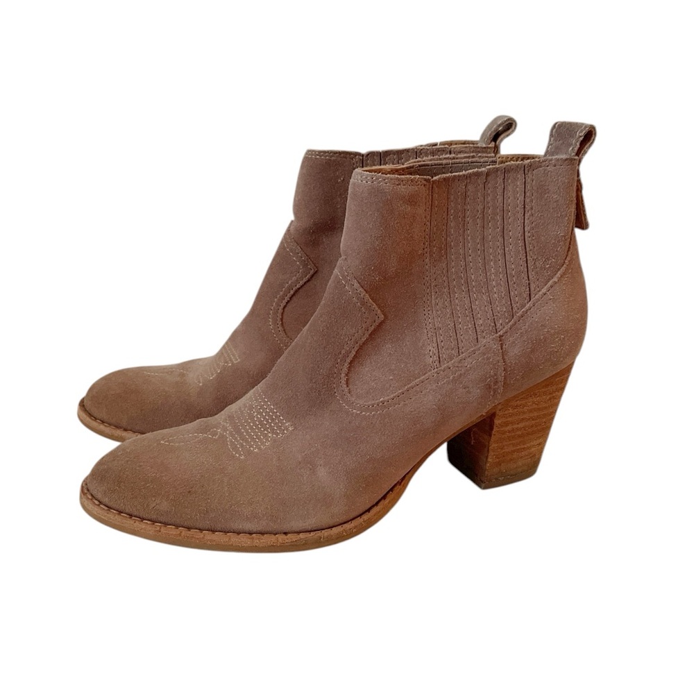Dolce Vita Jenna taupe suede western ankle boots size 8.5 - Picture 2 of 7